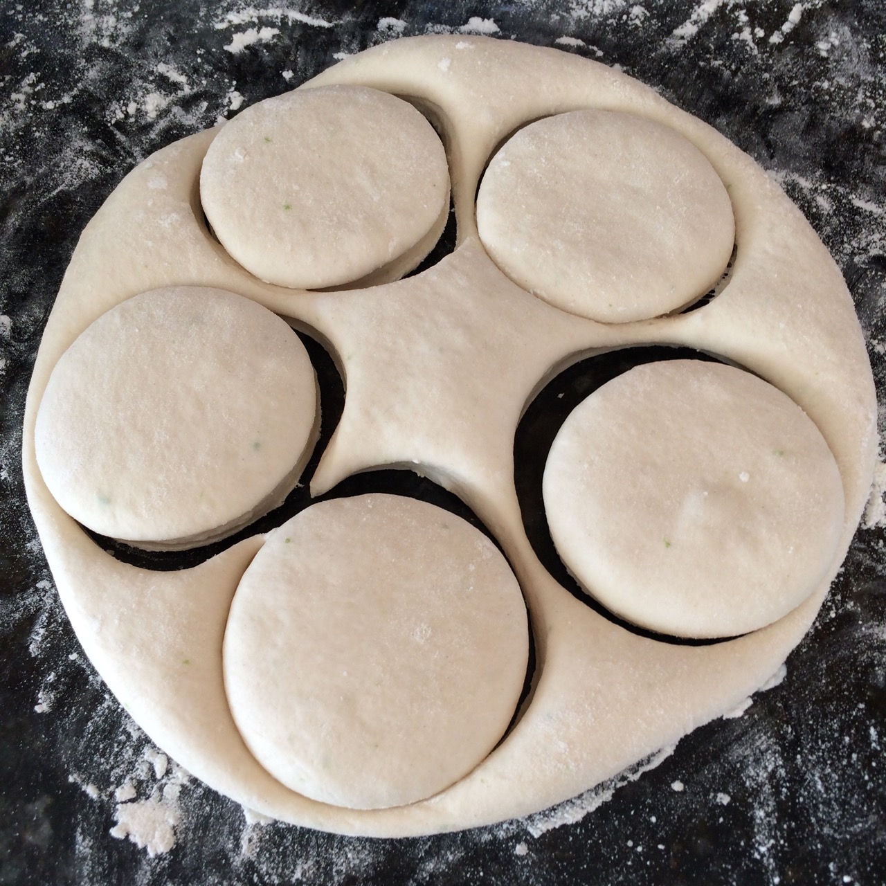 Cutting the doughnut dough Severn Bites