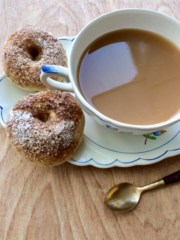 Tea and doughnuts - perfect for breakfast