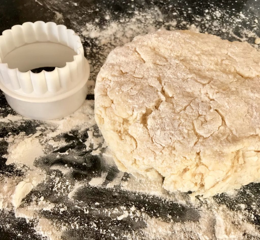 Scone mixture with cutter