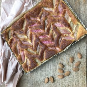 Baked rhubarb almond cake